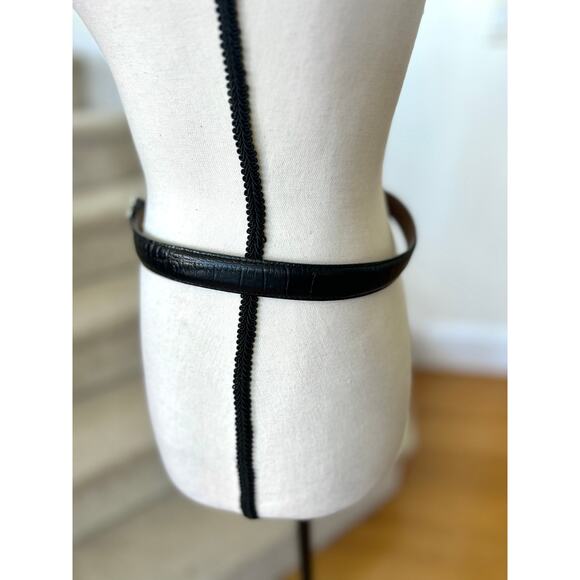 Coldwater Creek Black Embossed Alligator & Silver Filigree Buckle Belt (L) - Picture 5 of 8